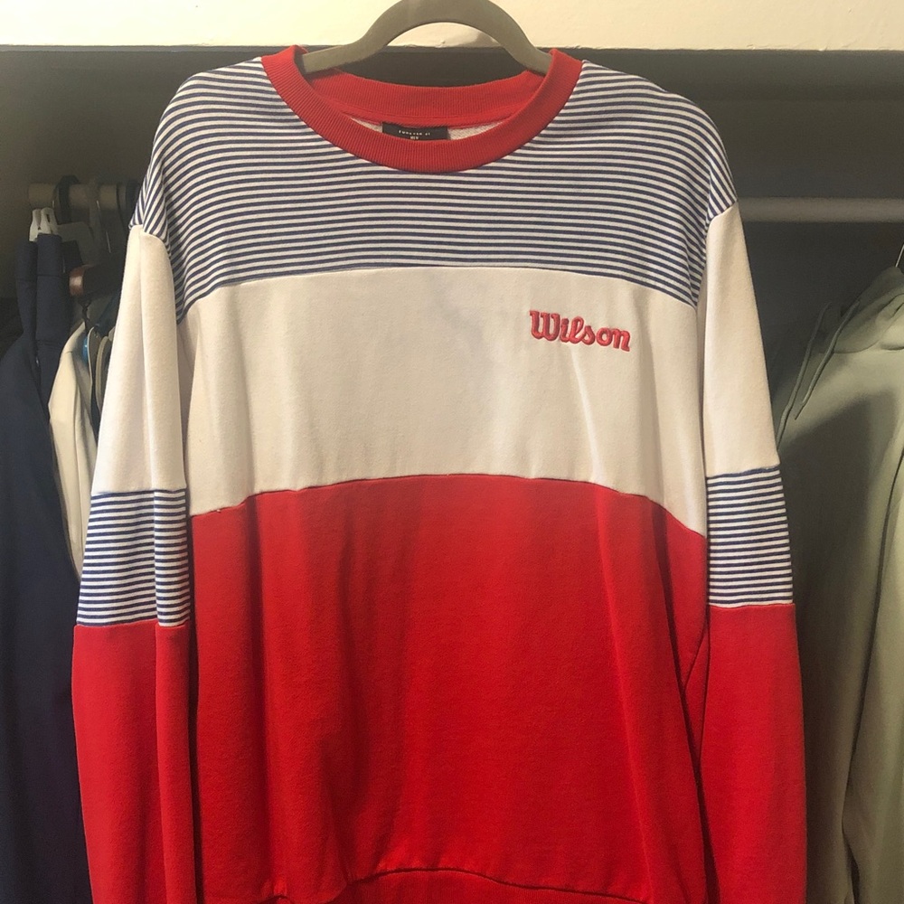 Wilson Red, White & Navy Striped Crewneck Sweater